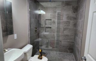 bathroom with clear walk in shower