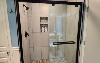 shower glass door and tile