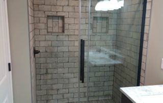 shower subway tile and barn doors